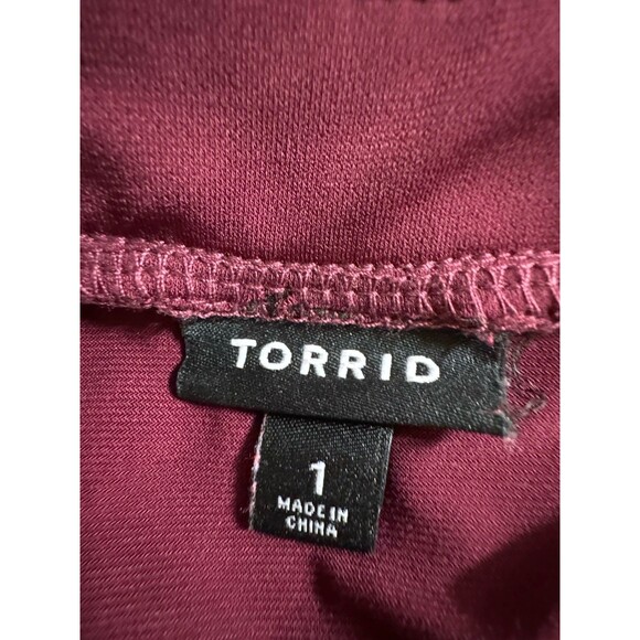 Torrid Womens Faux Wrap Midi Dress Size 1X Studio Knit Burgundy Red Stretch Fall - Picture 7 of 9